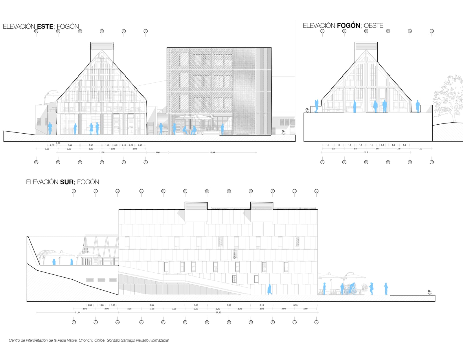West and south elevations of the hearth