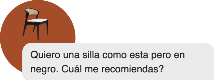 Conversación con Kou pidiendo una silla como la de la referencia pero en negro